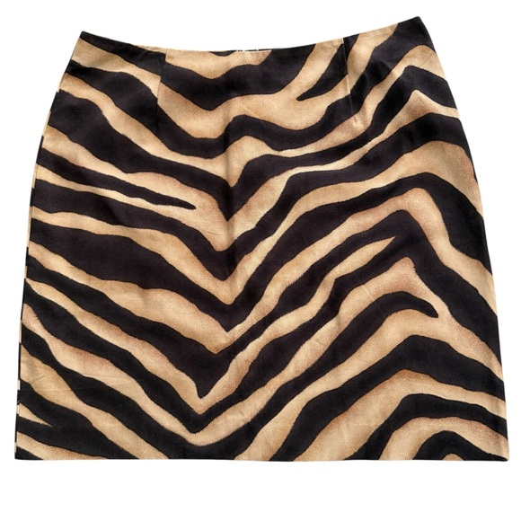 Lauren Ralph Lauren Zebra Print A-Line Skirt Cotton Classic Safari Chic Size 14W - Picture 2 of 6